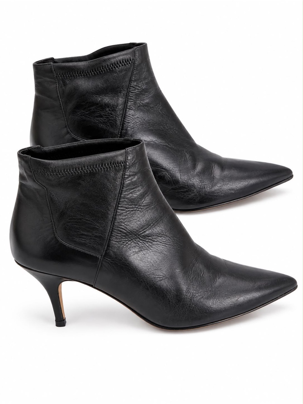 Jimmy Choo Black Pointed Toe Leather Ankle Booties